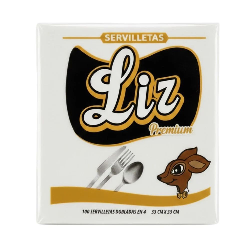 SERVILLETA LIZ PREMIUN BLANCO DOBLADA EN 4 / 6 x 100